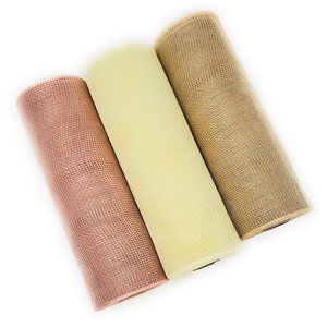 10" Decorative Non Metallic Deco Mesh Ribbon Rolls (Rose Gold, Ivory, Champagne)